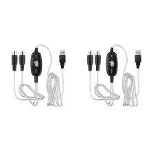 2X USB Naar MIDI 5-Pins Kabelconverter 2-In-1 Naar Pc-Audio-Uitvoerbewerking voor Piano Elektronische Elektronische Muziekinstrumenten