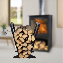 Firewood Rack Indoor Outdoor Decorative Log Holder with Side Kindling Rack and Easy Assembly