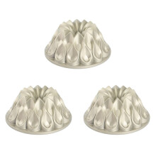 3X Crown Pan Family Parent-Child Gathering Cake DIY Mold Champagne Gold 9.8X4 Inches