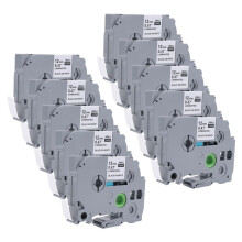 Lot de 10 Rubans de Rechange pour éTiqueteuse P Touch pour TZe-231 TZe Tz Tape 12 Mm 0,47 Recharges D'éTiquettes Blanches LaminéEs