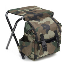 Backpack Chair 2 in 1 Design 600D Oxford Folding Camping Chair with Large Storage Steel Frame