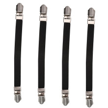 4pcs Black Elastic Crisscross Bed Sheet Straps 8in Mattress Holders