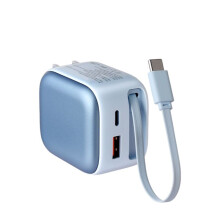 35W GaN Ultra Fast Charger with Retractable Type-C A+C Cable Quick Charging Adapter for IPhone17 15 16 US Plug