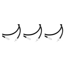 3pcs 2mm Width Skin Rope Necklace Alloy Chain Necklace Black Silver Color Length 51cm