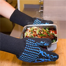 Blue Heat Resistant Barbecue Gloves 500C Fireproof Oven Mitts NonSlip Grip Right Hand Fit