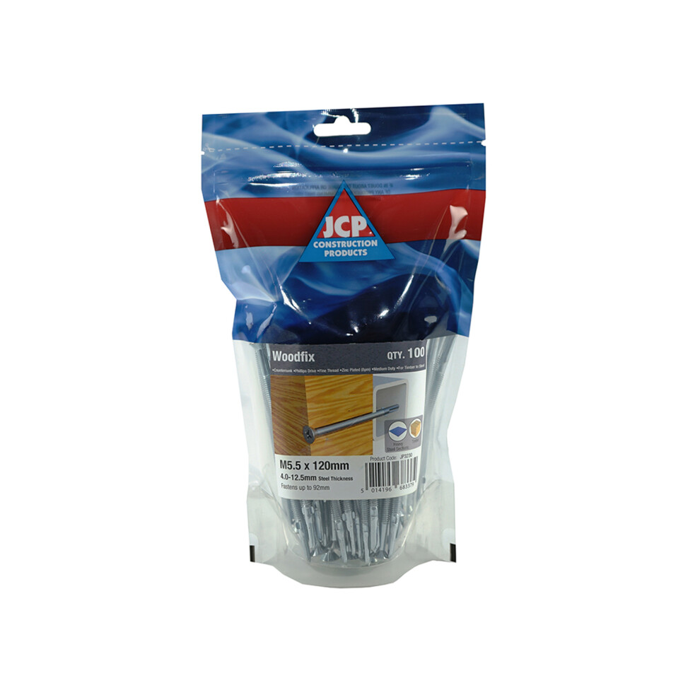Jcp Fixings Woodfix Self-Drilling Screws 5.5 X 120Mm - Fjpowfh55120 - Box Of 500 5014196683379