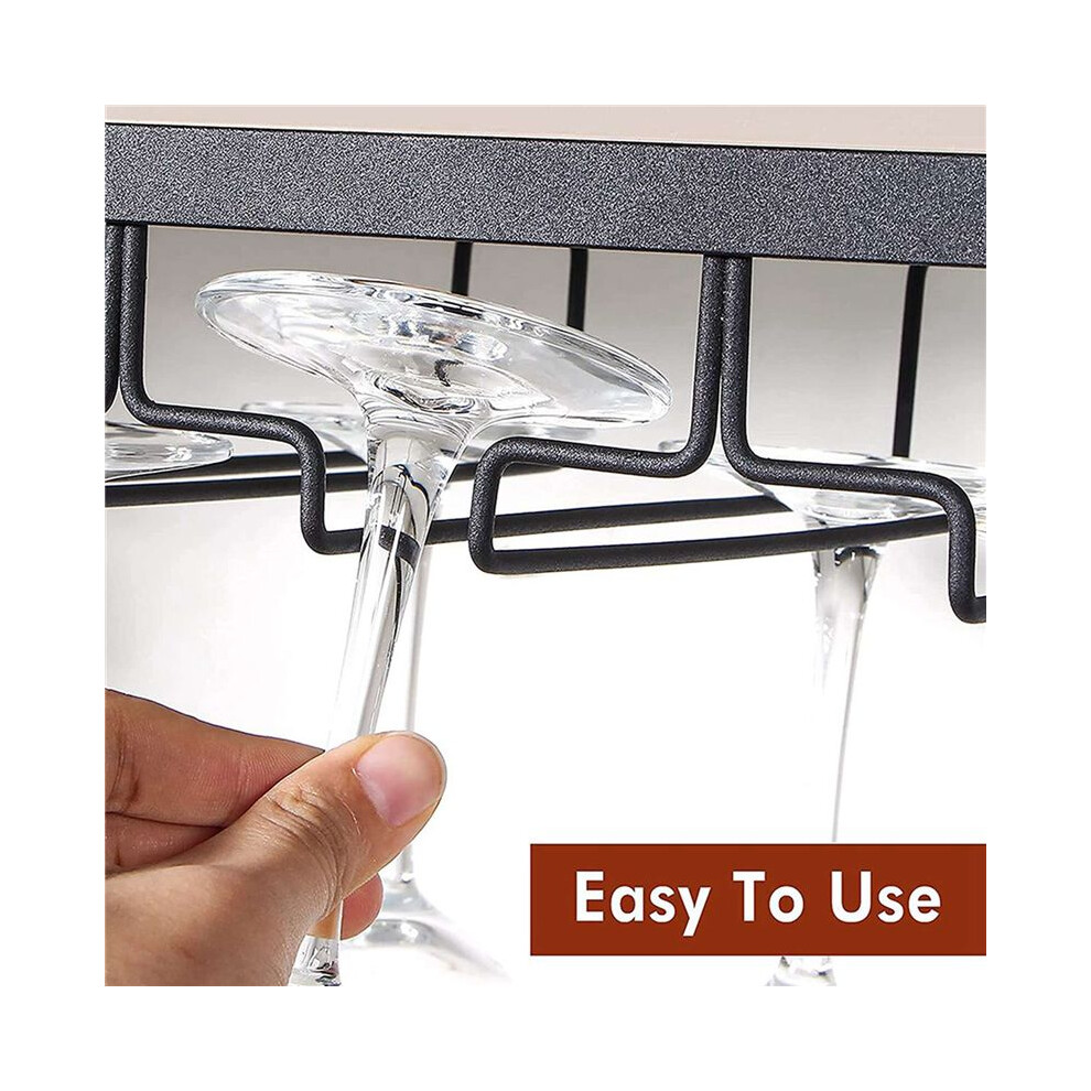 3X Wine Glass Rack Under Cabinet,3 Rows Hanging Stemware Rack Metal Glasses Holder Storage Hanger For Kitchen,Bar,Etc Zandonà