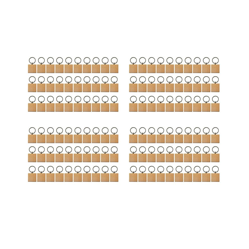 120Pcs Blank Square -Shaped Wooden Keychain Diy Wood Keychains Key Tags Diy Gifts 6032533531601
