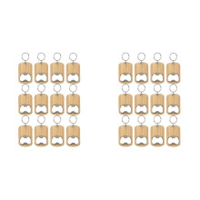 24Pack Wood Bottle Opener Wooden Keychain Bottle Openers Blanks Wood Engraving Key Chains Key Tag for Home Kitchen Party