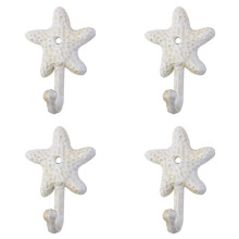 4X Starfish Cast Iron Decorative Wall Hooks Coats Aprons Hats Towels Hooks Beach Ocean Theme Chic Metal Hooks