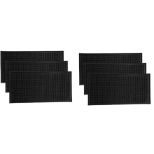 6 Pack Black Bar Mat Spill Mat Glass Drying Mat Cocktail Mixing Service Mat for Counter Top(12inch(L) X 6inch(W))