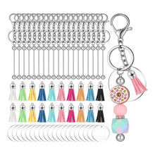 60 Stuks Acryl Kralen Sleutelhanger Blanks Duidelijke Sleutelhangers Set voor Sleutelhanger DIY Project Hanger Sieraden Ambachten Accessoires