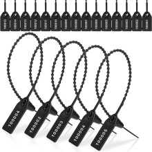 1000 StüCk Kunststoff-Manipulationssiegel, FeuerlöScher-Tags, Sicherheitsetiketten, Siegel, Nummerierte Sicherheit, Kabelbinder, Etiketten, Schwarz