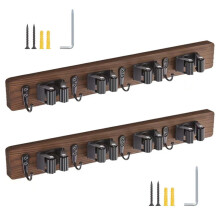 Decor with 4 Slots & 4 Hooks Mop and Broom Holder Wall Mount Wall Mounted Garden Tool Rack