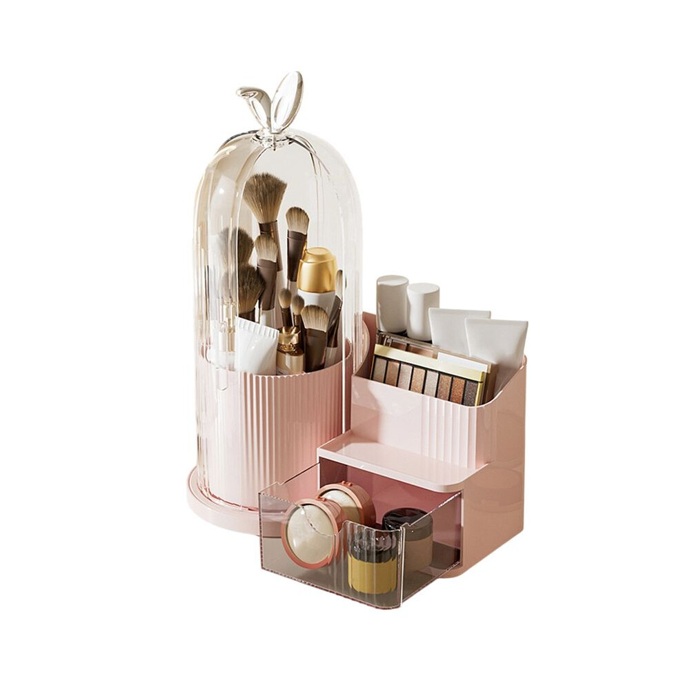 Saudism 360 Rotating Cosmetic Brush Shelf Organizer Cosmetic Display Case With Drawer Storage Organizer For Living Room C