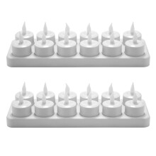 Rechargeable LED Electric Candles, Flameless Flickering Tea Lights, Decorations for Christmas,Set of 24,White US Plug