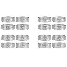 16 Stuks Roestvrijstalen Taartringen 2,4 Inch, Geperforeerde Taartmoussering, Taartringvorm, Ronde Taartbakgereedschappen
