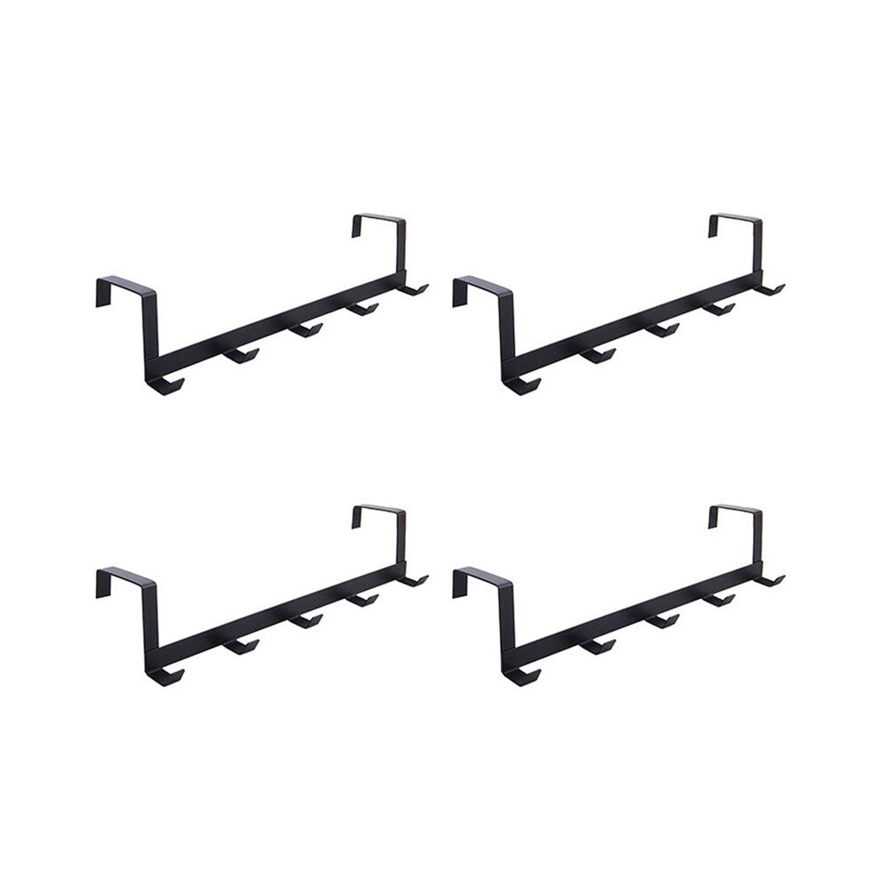 4X Wide Over The Door Rack Wrought Iron Hook Black 4713634442820