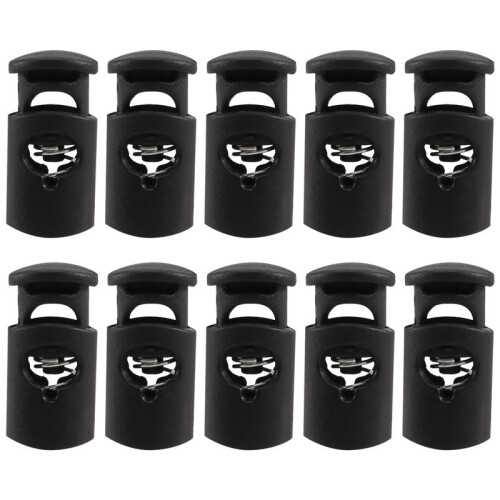 Diameter 8 mm hole, cord cord stopper laces snap hook, black, 10 pcs