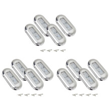 12Pcs 12V Boat Marine Signal Lamp Clear Grade Large Waterproof LED Courtesy Lights Stair Deck White