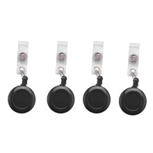 4X Retractable Yo Yo Porte-Cles CHAiNE Ceinture Card Holder Clip ID PULL Forfaits de Ski - Noir
