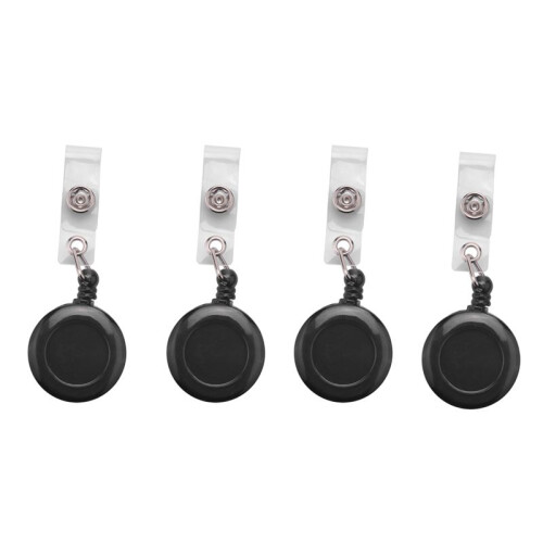 4X  Retractable Yo Yo Key Ring PULL CHAIN Belt Clip ID CARD Holder Ski Pass - Black
