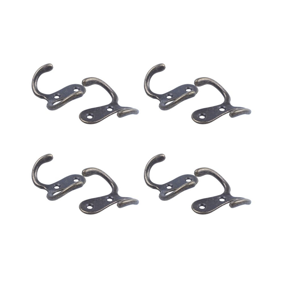 8 X Screw Hook Retro Metal Double Hook Metal Wall Mount Hanger Coat Antique Bronze For Hats 4712496528369