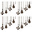 16Pcs Ceiling Fan Pull Chain Set,Bulb and Fan Pattern Pull Chain Extension Fan Pull Chain Pendant 12 Inch (Red Bronze) 2