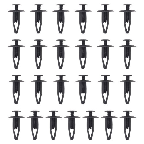 25Pcs Plastic Rivets Fastener Car Bumper Push Clips 32mm Long Black