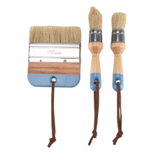 3 PCS Chalk And Wax Paint Brushes Oval Brush for Acrylic Painting Bristle Stencil Brushes for Wood Furniture Home Decor