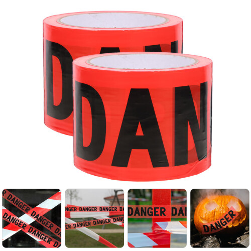 2 Rolls Danger Tape Roll Black Pe Alert For Construction Sites 1