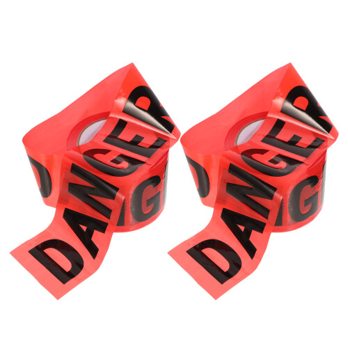 2 Rolls Danger Tape Roll Black Pe Alert For Construction Sites 2