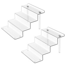 Acrylic Risers Display Stand 3 Tier Cupcake Holder Clear Perfume Organizer Stand Display Shelf 2 PCS