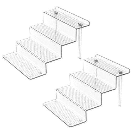 Acrylic Risers Display Stand 3 Tier Cupcake Holder Clear Perfume Organizer Stand Display Shelf 2 PCS