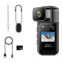 2.7K WiFi  Body Camera,64GB POV Camera with 180Rotating Lens, Sports Cam for Daily Recording Bike Cycling Pet