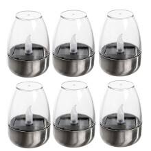 Solarbetriebene Teelichter, Flammenlose, Flackernde, Wasserdichte Solar-Tischlampe, LED-Kerzen mit Dämmerungs- und Morgengrauen-Funktion, 6er-Pack
