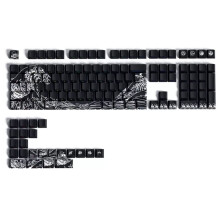 Ukiyo-e Gradient Keycap PBT Personalizado Lateralmente Esculpido Semi Transparente para Teclado Mecânico 60/84/98/108 Preto
