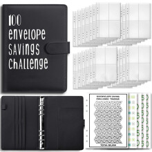 100 Envelope Challenge Binder, A5 Binder,Budget Book with Cash Envelopes,100 Envelopes Saving Challenge to Save 5,050 A