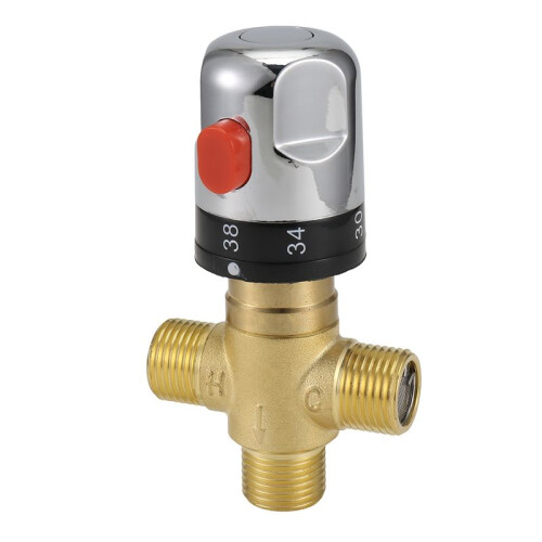 Thermostatic Mixing Valve Solid Brass G1/2 for Shower System Water Temperature Control Pipe Basin Thermostat Control