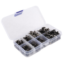 90 Sets Chicago Schroeven Diverse Kit, 6 Maten van Ronde Platte Kop Lederen Klinknagels Metalen Schroef Studs voor DIY Leather A