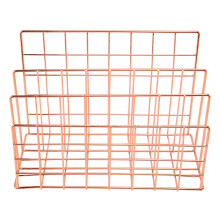 Desktop Mail Organizer, 3-Slot Metal Wire Mail Sorter, Letter Organizer for Letters, Mails, Books, Postcards and More, Mail Holder Rose Gold