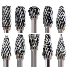 10-Delige Set Slijpbits van Wolfraamcarbide voor Nauwkeurig Ontbramen en Polijsten - Dual-Cut, Compatibel met Roterend Gereedschap