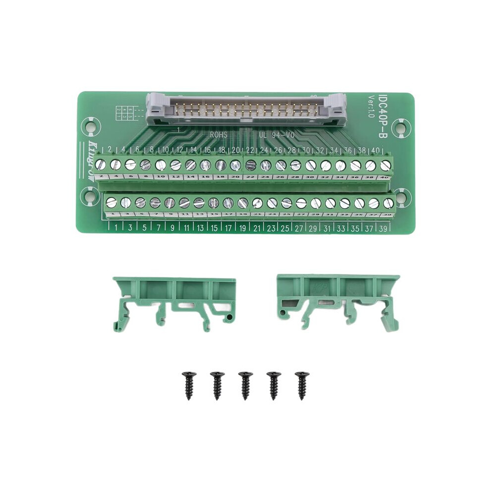 Idc40p 40Pin Connector Strip Breakout Board Terminal Block Plug Plc Interface With Bracket, For Plc, Din Rail Mount 6031617932617