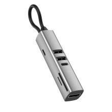 7 in 1 USB C HUB USB 3.0 HDTV 4K 30Hz Video TF Card Slot Reader Multi- PD 100W Charging for PC/Laptops B