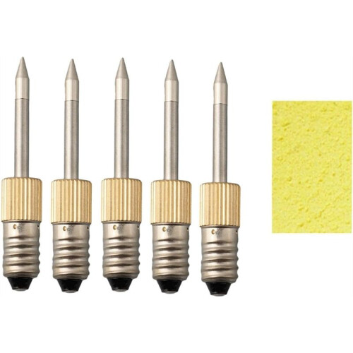 Pack of 5 Soldering Iron Tips, Replacement Tips, E10 Interface, Soldering Iron, Copper Tips for Electric Soldering