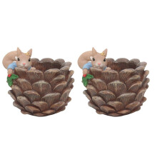 Squirrel Nut Garden Resin Flower Pot Desktop Gardening Succulent Potted Green Plant Decoration Pine Cones