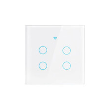 Interrupteur Intelligent WiFi EU Fil Neutre/Sans Fil Neutre, Interrupteur Tactile, Fonctionne avec la Maison Intelligente 4 Gangs