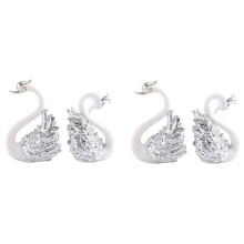 4 Pieces of Swan Ornaments Figurines,Swan Cake Decoration,Car Figurines Decoration,Home Wedding Christmas Decoration B