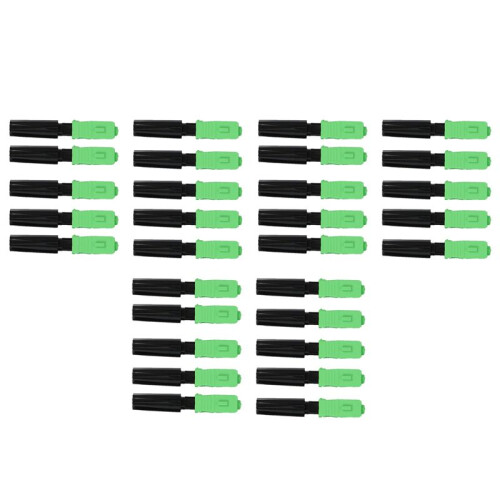 30Pcs Ftth Embedded Quick Connector SC/APC Green Plastic Fiber Optic Connector