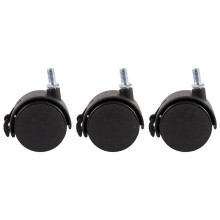3X Furniture Swivel Locking Caster 8mm Screw Stem 2-Inch Dia Wheel Black